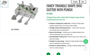 Ensemble de découpeurs de disques triangulaires fantaisie avec poinçon central, outils manuels de découpe de métaux pour la fabrication de bijoux pour orfèvres |   Numéro d'article GS-589DJ - Product Image 3