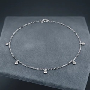 Bracelet en or blanc avec diamants ronds brillants authentiques, bijoux de luxe pour mariée, cadeau pour femme - Product Image 3