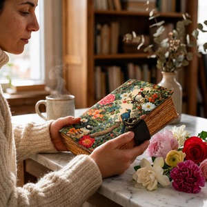 Diario de Cuero con Estampado Floral Grimoire, Tapa Dura Cosida a Mano, Libro de Hechizos de las Sombras, 200-400 Páginas, Regalo Personalizado para Él - Product Image 2