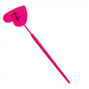 Nouveau produit : Miroir rose foncé avec revêtement poudré, en forme de cœur, pour extensions de cils et poignée diamantée - Product Image 3