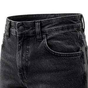 Shorts Bermuda Classiques Décontractés pour Hommes en Tissu Peigné Noir, Taille Mi-Haute Élastique, Motif Uni, avec Poches - Product Image 4