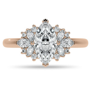 แหวนเพชรทรงมาร์คีส์แบบคลัสเตอร์น่ารัก ทองคำแท้ 14k/18k ได้รับการรับรองจาก IGI สำหรับผู้หญิง เหมาะสำหรับเป็นแหวนหมั้นและแหวนครบรอบ - Product Image 3
