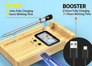 เทอร์โมมิเตอร์วัดอุณหภูมิเนื้อแบบไร้สายอัจฉริยะ หัววัดบางเฉียบ รองรับ WiFi ระยะไม่จำกัด 1000 ° เครื่องทำอาหารอเนกประสงค์ F Heat Safe สำหรับบาร์บีคิว, เตาย่าง, เตาอบ, เครื่องรมควัน, และหม้อทอดไร้น้ำมัน - Product Image 2