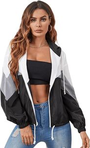 Unisex <b>Lightweight</b> Color Block <b>Hooded</b> Windbreaker Full Zip Long Sleeve <b>Jacket</b> - Product Image 5