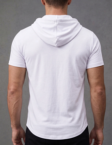 เสื้อฮู้ดแขนสั้นแบบซิป 3/4 สำหรับออกกำลังกาย ผู้ชาย สไตล์ลำลอง สปอร์ต ทรงพอดีตัว เหมาะสำหรับออกกำลังกายที่ยิม - Product Image 3