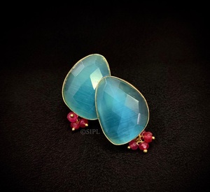 Elegant Premium Quality Brass Gold Plated Statement Fusion Moissanite <b>Earring</b> for Women Girls for Wedding Wear Collection - Product Image 1