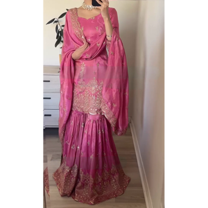 Pure Heavy Simar Georgette Party Wear Ensemble pour femmes comprenant un haut et Plazzo Dupatta - Product Image 6