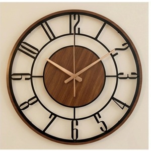 High Quality Modern Round Wood Wall <b>Clock</b> Analog Quartz Silent Living Room Decor - Product Image 4