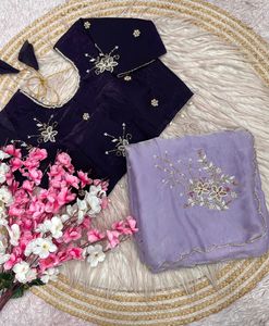 Sari en satin Fendy au design exclusif, avec chemisier élégant, style ethnique chic et tendance, dernière collection indienne, tenue de soirée modeste pour femmes et jeunes filles - Product Image 4