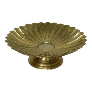 ชามเสิร์ฟทองเหลืองวินเทจ ของตกแต่งแบบอินเดียดั้งเดิม งานฝีมือประณีต ทนทาน ใช้เป็นของตกแต่งกลางโต๊ะในครัวได้ คุณภาพพรีเมียม - Product Image 1