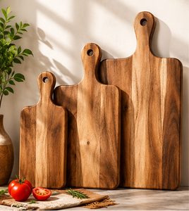 Acacia <b>Wood</b> <b>Paddle</b> Chopping Board 3 Sizes Eco-Friendly Smooth Surface Charcuterie Board Integrated Handle Hanging Hole - Product Image 1