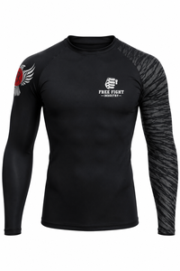 Rashguard à manches longues pour homme Free Fight Industry, noir, séchage rapide, respirant, écologique, UPF50+, antibactérien, entraînement MMA BJJ - Product Image 1