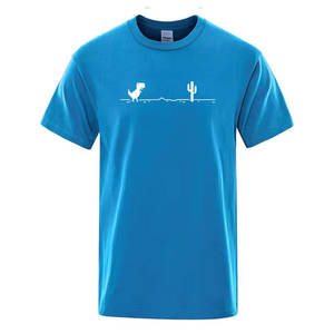 Camisetas para hombre con estampado de dinosaurios y cactus, camisetas divertidas de verano, camiseta de algodón para hombre, camisetas informales con cuello redondo - Product Image 2