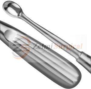 Juego de 9 curetas Spratt Brun de 6.5 pulgadas, copas rectas ovaladas, tamaños 3/06, mango hueco de acero inoxidable, instrumentos quirúrgicos - Product Image 3