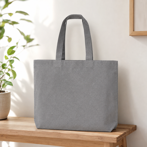 Bolsa de Tela de Algodón Reciclado con Bolsillo Interior y Base Reforzada, 225 GSM, Gris, Ecológica, con Logotipo Personalizado, para Compras al por Mayor - Product Image 5
