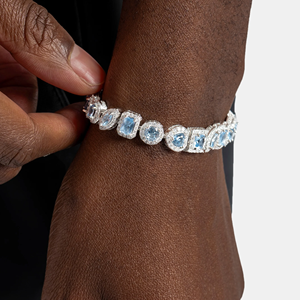 Bracelet classique en rhodium plaqué avec pierres de topaze taille émeraude, bijoux à maillons pour femmes, style mariage - Product Image 1