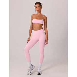 Conjunto de Yoga Antiestático para Mujer, Tela Antidesgarro con Protección UV, Bra Deportivo, Leggings de Cintura Alta, Diseño Moldeador, Nailon y Spandex, Color Puro - Product Image 2
