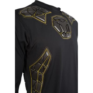 Camiseta de Fútbol de Manga Larga Negra para Hombre con Ribete Amarillo, Protección Acolchada en Hombros y Codos, Estilo Ajustado, Absorbe la Humedad - Product Image 2