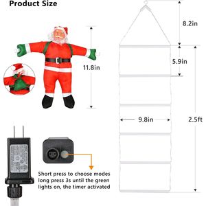 Luces LED de Navidad de 2.5 Pies, Escalera Decorativa de Papá Noel para Interiores y Exteriores, para Ventanas, Paredes del Hogar, Decoración de Árboles de Navidad, Blanco Cálido - Product Image 2