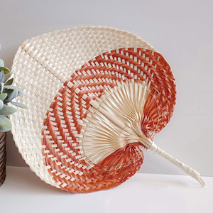 Mini abanicos de mano con forma de melocotón, abanico portátil de bambú, abanico de fibra natural, decoración de pared ecológica - Product Image 2