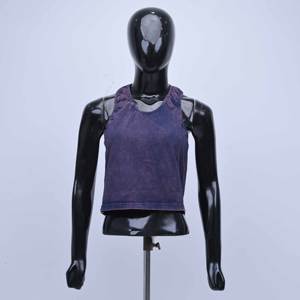 Débardeur personnalisé de qualité supérieure pour femmes, col rond, sans manches, style décontracté pour la gym, en coton délavé vintage, coupe courte, pour fabricants - Product Image 1