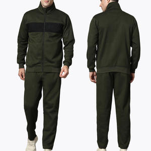 Conjunto Deportivo Informal para Hombre, Color Verde Oliva, con Capucha, Manga Larga, Cierre con Cordón, Color Sólido, con Bolsillos Laterales, para Otoño - Product Image 1