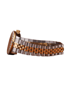 Excellent Quality Round Cut Diamond Band Watch for Wedding and Partywear Men's Quartz Light Brown Dial Watch Available - Product Image 2