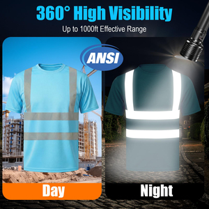 Camisa de trabajo reflectante de alta visibilidad para hombre, color verde seguridad, ropa de construcción, top de alta visibilidad para trabajo en interiores o exteriores, camisa de seguridad. - Product Image 4