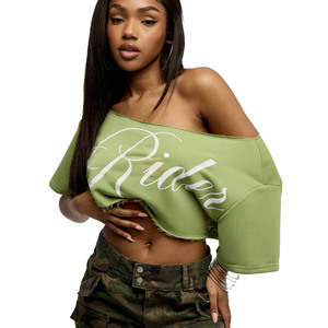 Camiseta Corta Sexy de Moda para Mujer, 100% Algodón, Diseño Moderno, Ecológica, Personalizable, Estampada, Ropa Urbana de Verano - Product Image 4