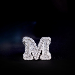 Luxury Moissanite Letter M Iced Out <b>Ring</b> Sterling Silver <b>Mens</b> Hip Hop Statement Fashion Jewelry - Product Image 3