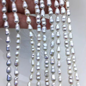 Perles de riz baroques blanches AA, perles d'eau douce, 5,5-6,5 mm, perles cultivées naturelles, brin en vrac pour la fabrication de bijoux, fournitures en vrac - Product Image 1