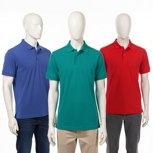 Polo pour hommes à manches courtes rouge, 100 % coton de haute qualité, technique brodée, respirant, tricoté uni, vente en gros - Product Image 6