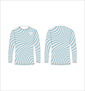 เสื้อยืดแขนยาวสีฟ้าเทาสำหรับผู้ชาย ลายเส้นหยัก เนื้อผ้าพิเศษ คอกลม เสื้อยืดลำลอง สตรีทแวร์ เสื้อผ้าสำหรับออกกำลังกายและเล่นกีฬา - Product Image 3