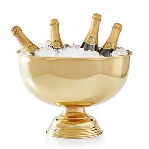 Luxury Brushed Gold Plating Pedestal Champagne Bowl Elegant Stainless Steel Wine <b>Ice</b> Bucket For Royal Party Beverage Tub Supply - Product Image 3