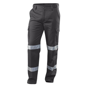 Men Reflectors Black <b>Work</b> <b>Cargo</b> Trousers Construction Workwear Autumn Fall Construction Contrast Reflective Safety <b>Pants</b> - Product Image 1
