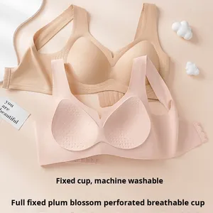 Women's Seamless Knitted Push-Up Anti-Sagging <b>Bras</b> Everyday Perforated Breathable <b>Thin</b> Wire-Free Support 3/4 Cup Small Solid - Product Image 2