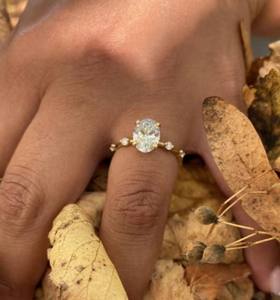 แหวนหมั้นเพชรแล็บโกรว์ 14k ทองคำขาว 925 เงินแท้ สี E ทรงบริลเลียนท์คัท สไตล์ชาติพันธุ์ สำหรับผู้หญิง - Product Image 5