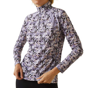 เสื้อเชิ้ตผู้หญิงลายดอกไม้ แขนยาว มีซิป แห้งเร็ว ผลิตจากผ้าสแปนเด็กซ์และโพลีเอสเตอร์ เหมาะสำหรับขี่ม้า - Product Image 1