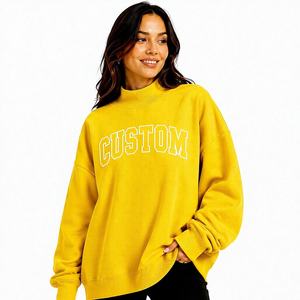 Custom <b>Women's</b> Casual Winter Fleece Eco-Friendly Drop Shoulder Mock Neck <b>Sweatshirt</b> with Embroidered Front Logo Customized Brand - Product Image 1