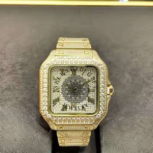 Reloj de Lujo con Diamantes, Analógico de Cuarzo, Caja Plateada con Moissanita, Esfera con Números Romanos, Cristal de Zafiro, Movimiento ETA, Resistente al Agua 10m - Product Image 3