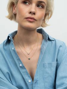 Colliers pendentifs minimalistes en diamant de laboratoire rond, sertis à griffes, avec chaîne câble de 18 pouces à fermoir à ressort, en or massif 14K, bijoux fins en gros - Product Image 6