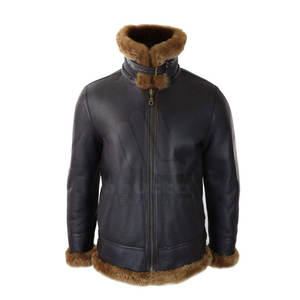 Blousons en cuir shearling pour hommes, à capuche, col montant, logo frontal, doublure chaude écologique, style décontracté pour l'extérieur en hiver - Product Image 6