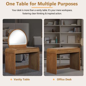 39-Inch Espresso <b>Makeup</b> Vanity <b>Table</b> with Touch Screen Lighted Mirror & Drawer Bedroom <b>Dressing</b> <b>Table</b> - Product Image 6
