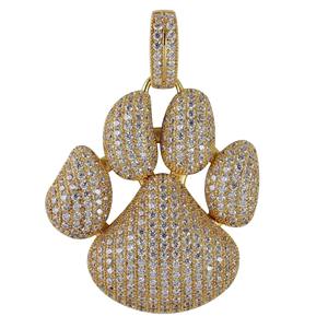 Pendentif de luxe motif patte glacée avec diamants Moissanite taille ronde, en argent sterling plaqué or 18 carats, bijou hip-hop - Product Image 1