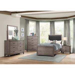 Dark Metal Hardware Bed <b>Side</b> <b>Table</b> 2 <b>Drawers</b> Brownish Gray Finish 1pc Nightstand Melamine Laminate Nightstands Product Category - Product Image 6