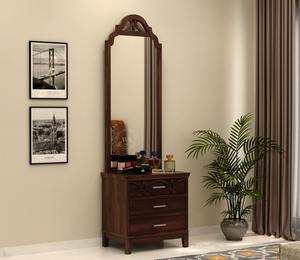 Espejo de pared moderno de lujo con marco de madera de forma única, espejo de cuerpo entero antiguo marrón, marco decorativo para dormitorio. - Product Image 3