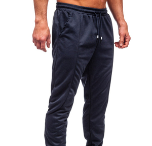 Pantalon de survêtement en molleton bleu foncé pour homme EMIKO INDUSTRY, taille élastique avec cordon de serrage, décontracté, poches latérales, poids moyen, hiver - Product Image 3