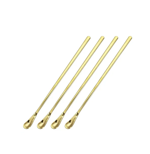 ช้อนคนค็อกเทลทองเหลืองทันสมัย ขัดเงาอย่างดี ทำด้วยมือ อุปกรณ์บาร์สำหรับผสมค็อกเทล สินค้ามาใหม่ ช้อนบาร์ทำมือ - Product Image 1