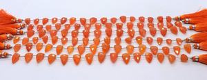 Natural Carnelian Faceted Tie Shape Beads 7x11-8x12MM Triangle <b>Gemstone</b> Beads 8 Inch Faceted Carnelian Beads For Jewelry Making - Product Image 6