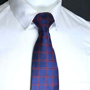 Corbata de Lujo Tie Benon para Hombre, Diseño a Cuadros Azul Marino y Rojo, Microseda |   Corbata de Diseño Premium para Negocios, Bodas y Oficina - Product Image 3